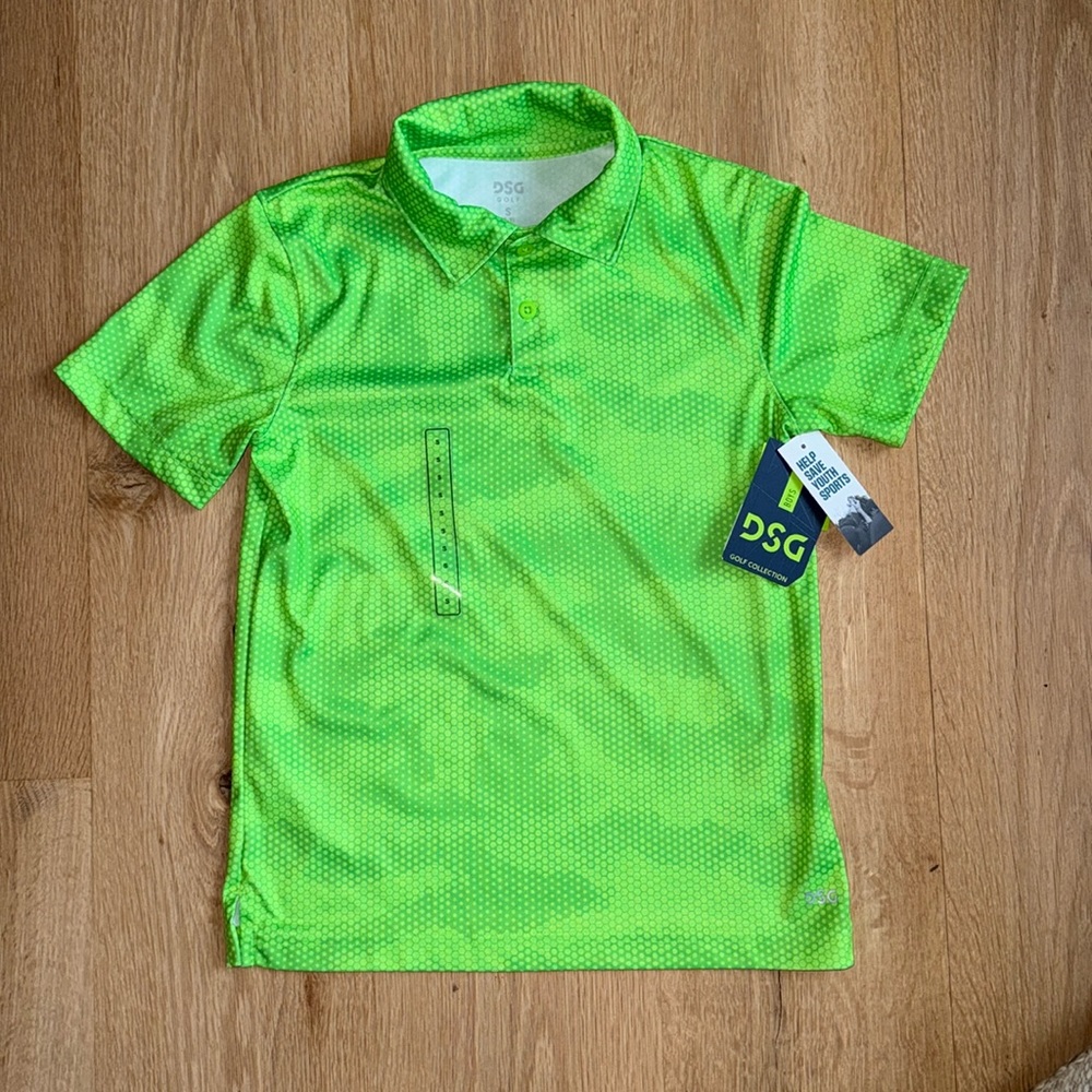 Dick’s Sporting Goods Golf Collection Boys Camo Printed Polo Android Green